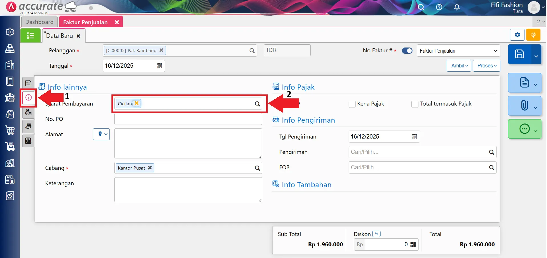 membuat faktur penjualan cicilan